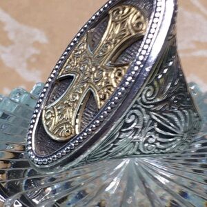 Konstantino Sterling Silver and 18k Cross Ring